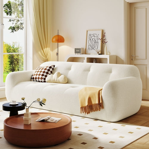85.8' Wide Chenille Fabric 3-Seater Sofa with Tufted Style, Full