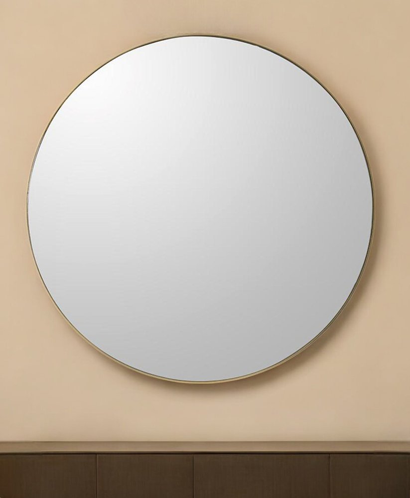 30" Gold Round Wood Framed Accent Mirror