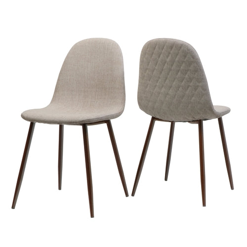 Elegant Wheat Fabric Dining Chair Set with Iron Legs and Dark Walnut