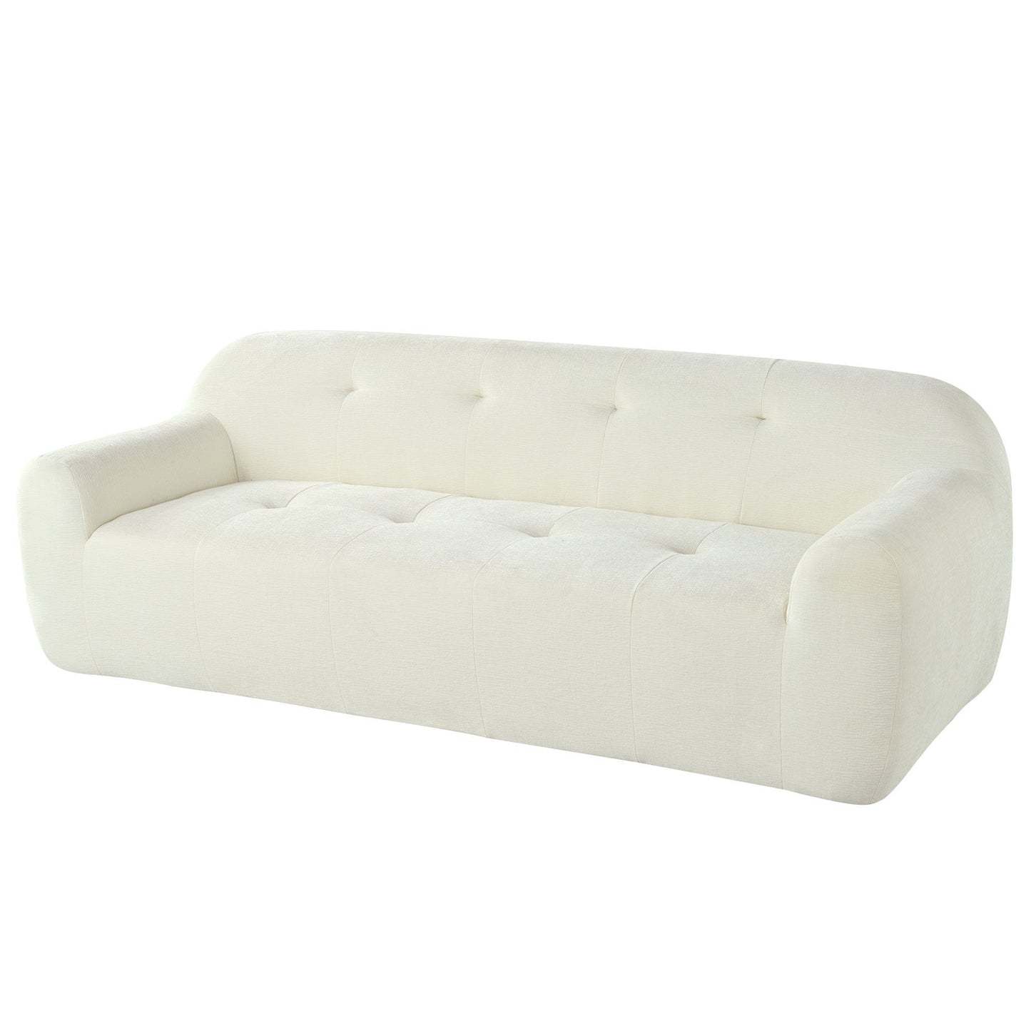 85.8' Wide Chenille Fabric 3-Seater Sofa with Tufted Style, Full