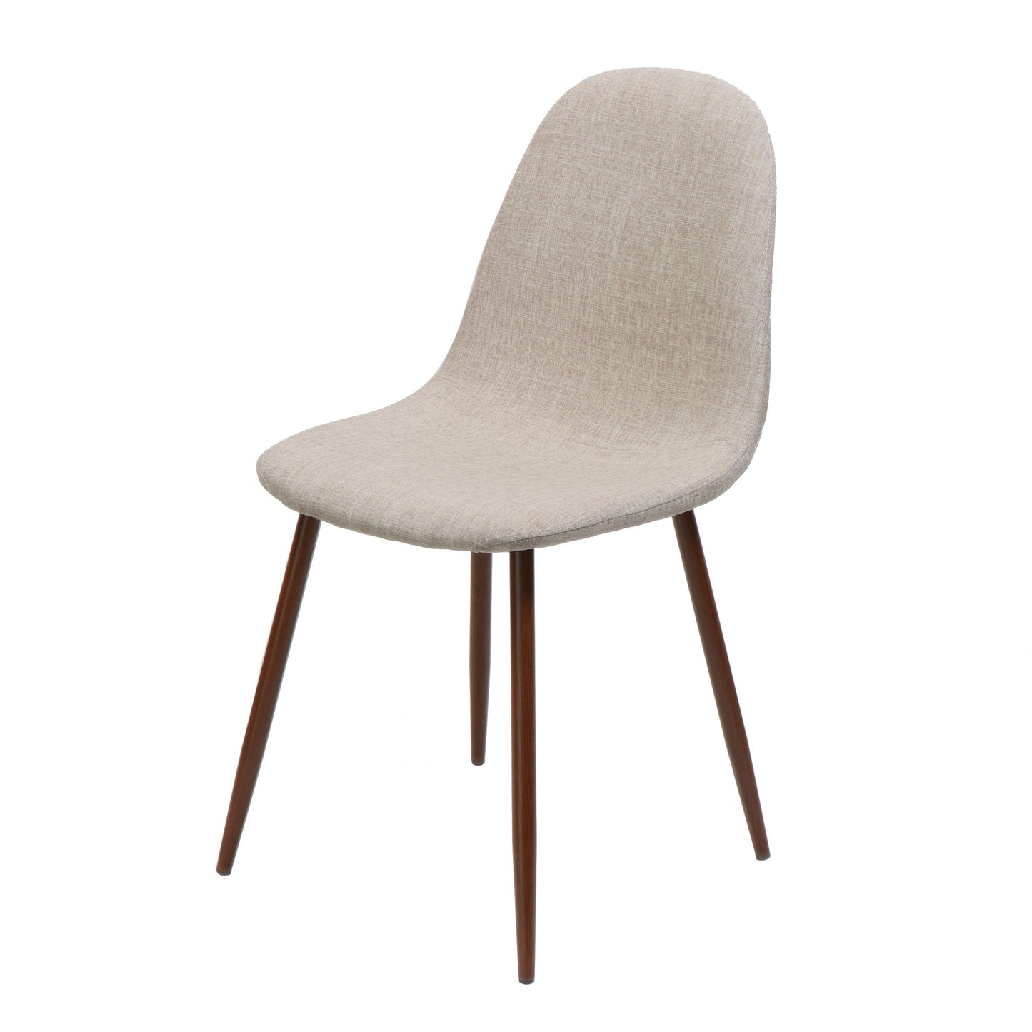 Elegant Wheat Fabric Dining Chair Set with Iron Legs and Dark Walnut