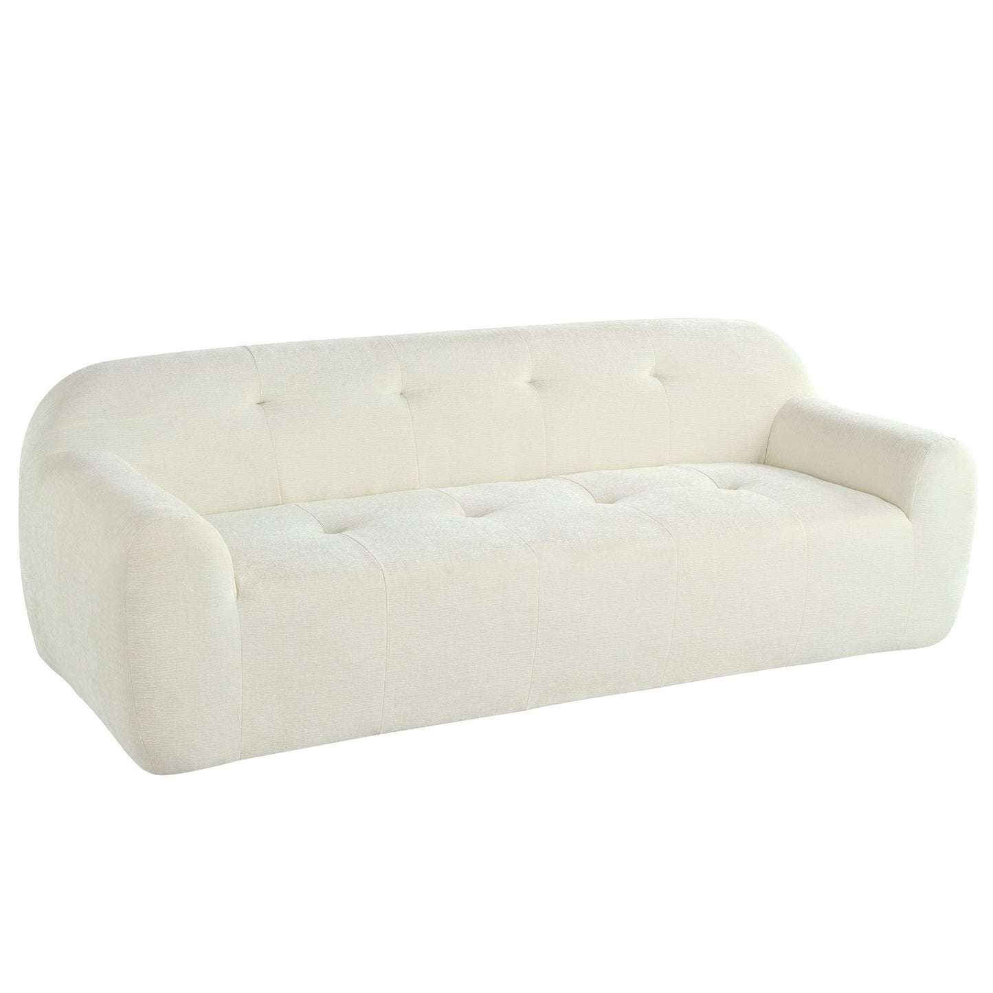 85.8' Wide Chenille Fabric 3-Seater Sofa with Tufted Style, Full