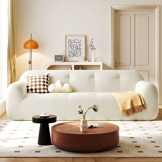 85.8' Wide Chenille Fabric 3-Seater Sofa with Tufted Style, Full