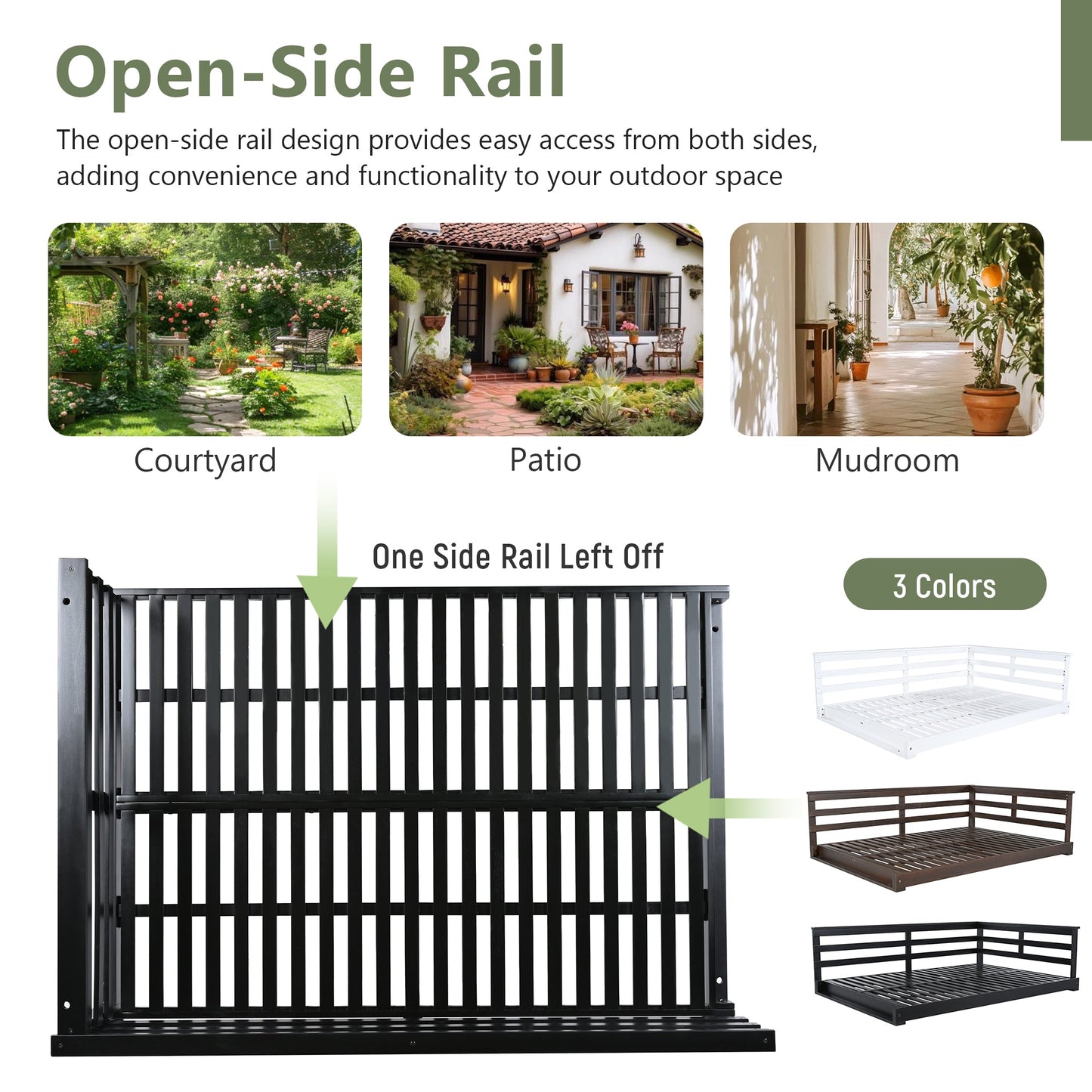 Acacia Wood Porch Swing Bed for Outdoor with Hemp Ropes - Full Size